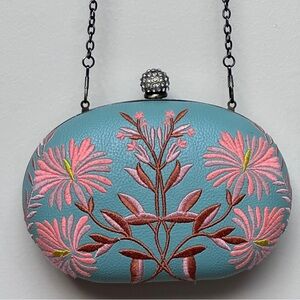 Darling Floral Clutch Crossbody Shoulder Bag Handbag in Teal